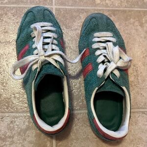 Green and Pink Suede Sneakers